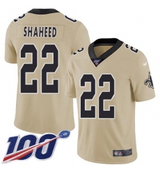 Men's Nike New Orleans Saints #22 Rashid Shaheed Gold Stitched NFL Limited Inverted Legend 100th Season Jersey