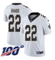 Men's Nike New Orleans Saints #22 Rashid Shaheed White Stitched NFL 100th Season Vapor Limited Jersey