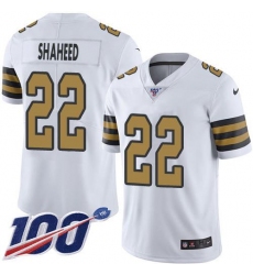 Men's Nike New Orleans Saints #22 Rashid Shaheed White Stitched NFL Limited Rush 100th Season Jersey