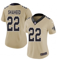 Women's Nike New Orleans Saints #22 Rashid Shaheed Gold Stitched NFL Limited Inverted Legend Jersey