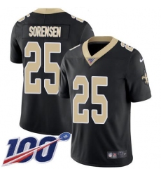 Men's Nike New Orleans Saints #25 Daniel Sorensen Black Team Color Stitched NFL 100th Season Vapor Limited Jersey