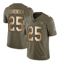 Men's Nike New Orleans Saints #25 Daniel Sorensen Olive Gold Stitched NFL Limited 2017 Salute To Service Jersey