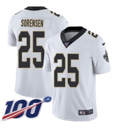 Men's Nike New Orleans Saints #25 Daniel Sorensen White Stitched NFL 100th Season Vapor Limited Jersey