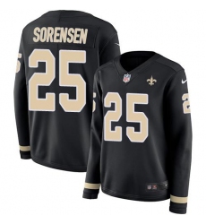 Women's Nike New Orleans Saints #25 Daniel Sorensen Black Team Color Stitched NFL Limited Therma Long Sleeve Jersey