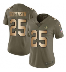 Women's Nike New Orleans Saints #25 Daniel Sorensen Olive Gold Stitched NFL Limited 2017 Salute To Service Jersey