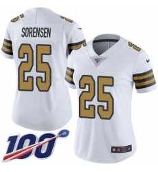 Women's Nike New Orleans Saints #25 Daniel Sorensen White Stitched NFL Limited Rush 100th Season Jersey