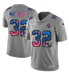 Men's New Orleans Saints #32 Tyrann Mathieu Nike Multi-Color 2020 NFL Crucial Catch NFL Jersey Greyheather