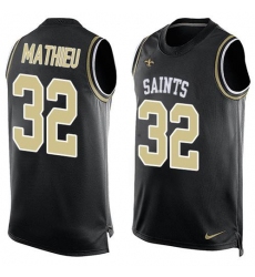 Men's Nike New Orleans Saints #32 Tyrann Mathieu Black Team Color Stitched NFL Limited Tank Top Jersey