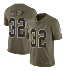 Men's Nike New Orleans Saints #32 Tyrann Mathieu Olive Stitched NFL Limited 2017 Salute To Service Jersey