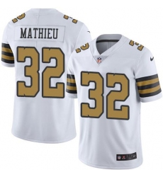 Men's Nike New Orleans Saints #32 Tyrann Mathieu White Stitched NFL Limited Rush Jersey