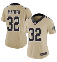 Women's Nike New Orleans Saints #32 Tyrann Mathieu Gold Stitched NFL Limited Inverted Legend Jersey