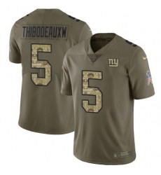 Men's Nike New York Giants #5 Kayvon Thibodeaux Olive Camo Stitched NFL Limited 2017 Salute To Service Jersey