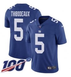 Men's Nike New York Giants #5 Kayvon Thibodeaux Royal Blue Team Color Stitched NFL 100th Season Vapor Untouchable Limited Jersey