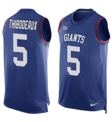 Men's Nike New York Giants #5 Kayvon Thibodeaux Royal Blue Team Color Stitched NFL Limited Tank Top Jersey