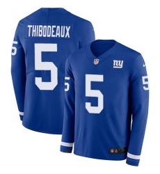 Men's Nike New York Giants #5 Kayvon Thibodeaux Royal Blue Team Color Stitched NFL Limited Therma Long Sleeve Jersey