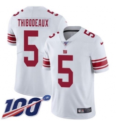 Men's Nike New York Giants #5 Kayvon Thibodeaux White Stitched NFL 100th Season Vapor Limited Jersey