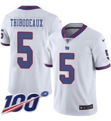 Men's Nike New York Giants #5 Kayvon Thibodeaux White Stitched NFL Limited Rush 100th Season Jersey