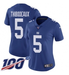 Women's Nike New York Giants #5 Kayvon Thibodeaux Royal Blue Team Color Stitched NFL 100th Season Vapor Untouchable Limited Jersey