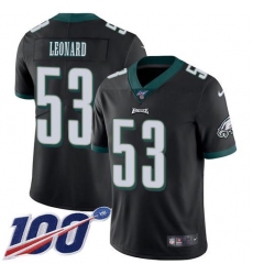 Men's Nike Philadelphia Eagles #53 Shaquille Leonard Black Alternate Stitched NFL 100th Season Vapor Untouchable Limited Jersey