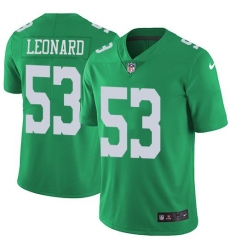 Men's Nike Philadelphia Eagles #53 Shaquille Leonard Green Stitched NFL Limited Rush Jersey