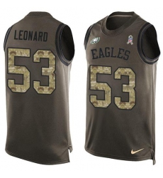 Men's Nike Philadelphia Eagles #53 Shaquille Leonard Green Stitched NFL Limited Salute To Service Tank Top Jersey