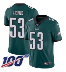 Men's Nike Philadelphia Eagles #53 Shaquille Leonard Green Team Color Stitched NFL 100th Season Vapor Untouchable Limited Jersey