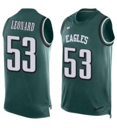 Men's Nike Philadelphia Eagles #53 Shaquille Leonard Green Team Color Stitched NFL Limited Tank Top Jersey