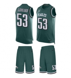 Men's Nike Philadelphia Eagles #53 Shaquille Leonard Green Team Color Stitched NFL Limited Tank Top Suit Jersey