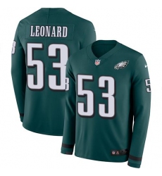 Men's Nike Philadelphia Eagles #53 Shaquille Leonard Green Team Color Stitched NFL Limited Therma Long Sleeve Jersey