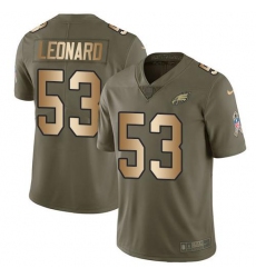 Men's Nike Philadelphia Eagles #53 Shaquille Leonard Olive Gold Stitched NFL Limited 2017 Salute To Service Jersey