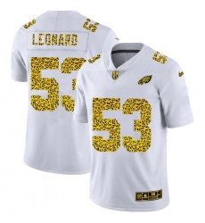 Men's Philadelphia Eagles #53 Shaquille Leonard Nike Flocked Leopard Print Vapor Limited NFL Jersey White