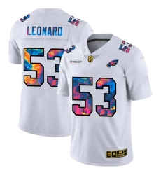 Men's Philadelphia Eagles #53 Shaquille Leonard White Nike Multi-Color 2020 NFL Crucial Catch Limited NFL Jersey