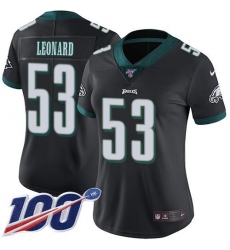 Women's Nike Philadelphia Eagles #53 Shaquille Leonard Black Alternate Stitched NFL 100th Season Vapor Untouchable Limited Jersey