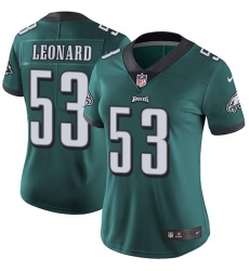 Women's Nike Philadelphia Eagles #53 Shaquille Leonard Green Team Color Stitched NFL Vapor Untouchable Limited Jersey