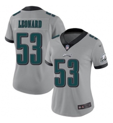 Women's Nike Philadelphia Eagles #53 Shaquille Leonard Silver Stitched NFL Limited Inverted Legend Jersey