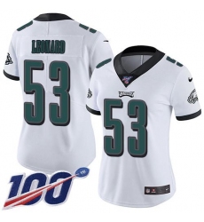 Women's Nike Philadelphia Eagles #53 Shaquille Leonard White Stitched NFL 100th Season Vapor Untouchable Limited Jersey