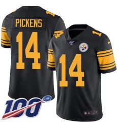 Men's Nike Pittsburgh Steelers #14 George Pickens Black Stitched NFL Limited Rush 100th Season Jersey