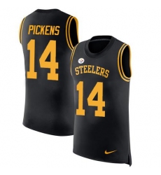 Men's Nike Pittsburgh Steelers #14 George Pickens Black Team Color Stitched NFL Limited Rush Tank Top Jersey