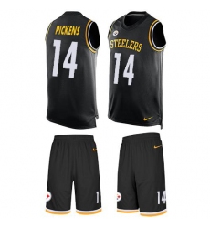 Men's Nike Pittsburgh Steelers #14 George Pickens Black Team Color Stitched NFL Limited Tank Top Suit Jersey