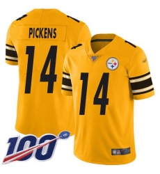 Men's Nike Pittsburgh Steelers #14 George Pickens Gold Stitched NFL Limited Inverted Legend 100th Season Jersey