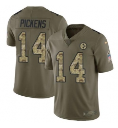 Men's Nike Pittsburgh Steelers #14 George Pickens Olive Camo Stitched NFL Limited 2017 Salute To Service Jersey