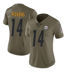 Women's Nike Pittsburgh Steelers #14 George Pickens Olive Stitched NFL Limited 2017 Salute To Service Jersey