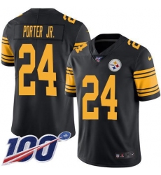 Men's Nike Pittsburgh Steelers #24 Joey Porter Jr. Black Stitched NFL Limited Rush 100th Season Jersey