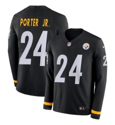 Men's Nike Pittsburgh Steelers #24 Joey Porter Jr. Black Team Color Stitched NFL Limited Therma Long Sleeve Jersey