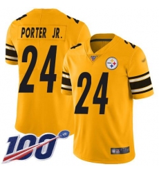 Men's Nike Pittsburgh Steelers #24 Joey Porter Jr. Gold Stitched NFL Limited Inverted Legend 100th Season Jersey