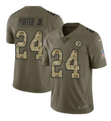 Men's Nike Pittsburgh Steelers #24 Joey Porter Jr. Olive Camo Stitched NFL Limited 2017 Salute To Service Jersey