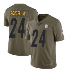 Men's Nike Pittsburgh Steelers #24 Joey Porter Jr. Olive Stitched NFL Limited 2017 Salute To Service Jersey