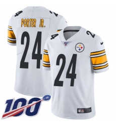 Men's Nike Pittsburgh Steelers #24 Joey Porter Jr. White Stitched NFL 100th Season Vapor Limited Jersey