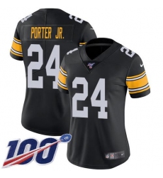 Women's Nike Pittsburgh Steelers #24 Joey Porter Jr. Black Alternate Stitched NFL 100th Season Vapor Limited Jersey