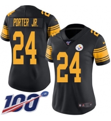 Women's Nike Pittsburgh Steelers #24 Joey Porter Jr. Black Stitched NFL Limited Rush 100th Season Jersey